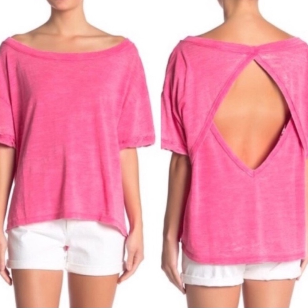 FP Movement by Free People Pink Open-Back Tee